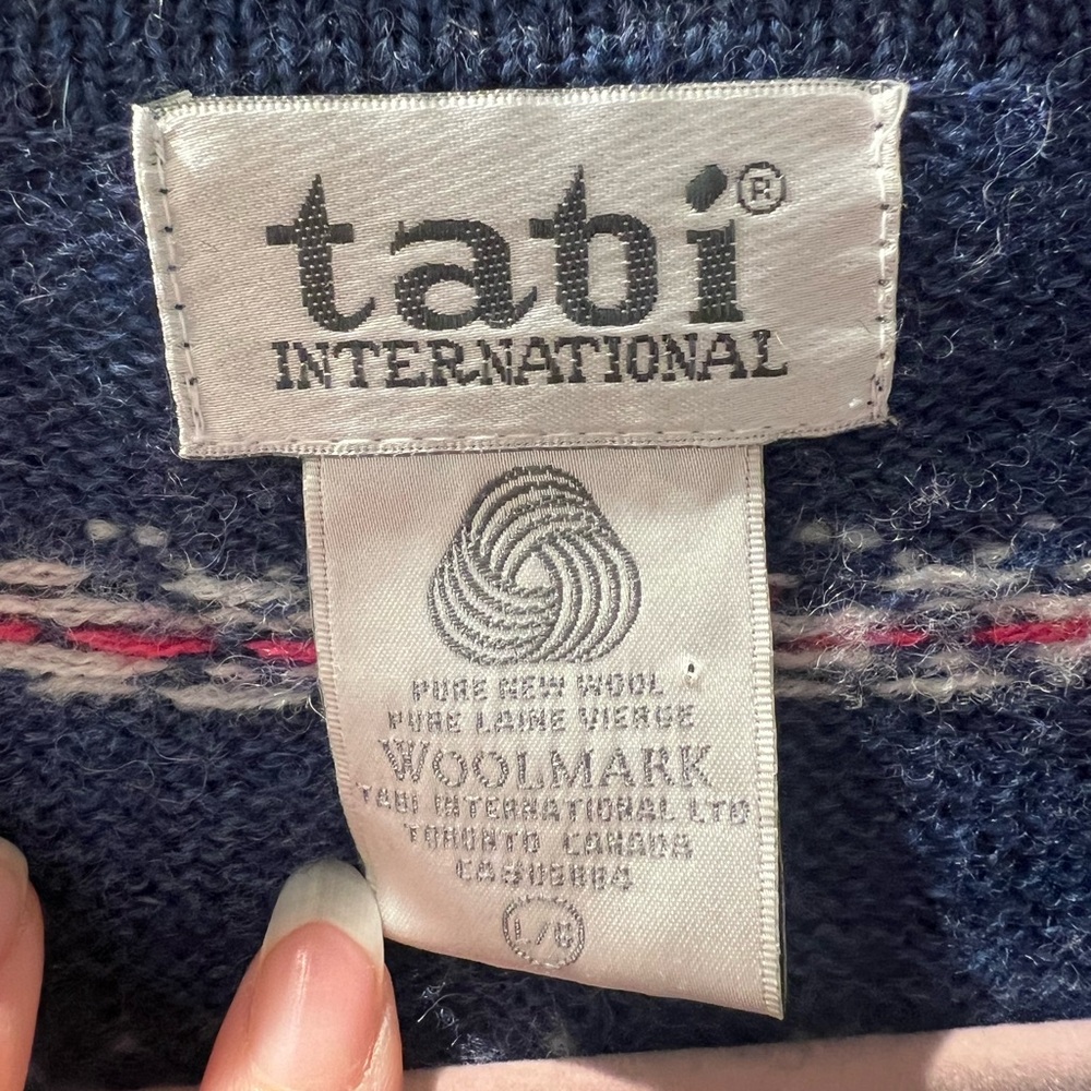 Vintage Tabi Wool Cardigan | Fair Isle Landscape Knit | Cottagecore | Size L - Picture 3 of 6